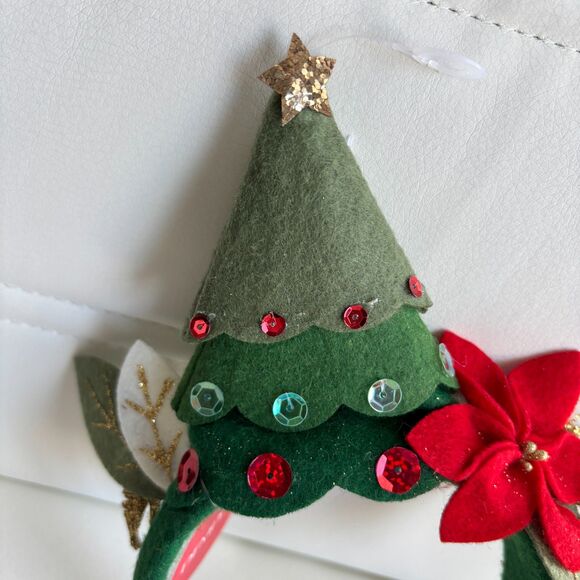 Demdaco Christmas Tree & Poinsettia Felt Holiday Sequin Headband Festive Acces. - Picture 6 of 6